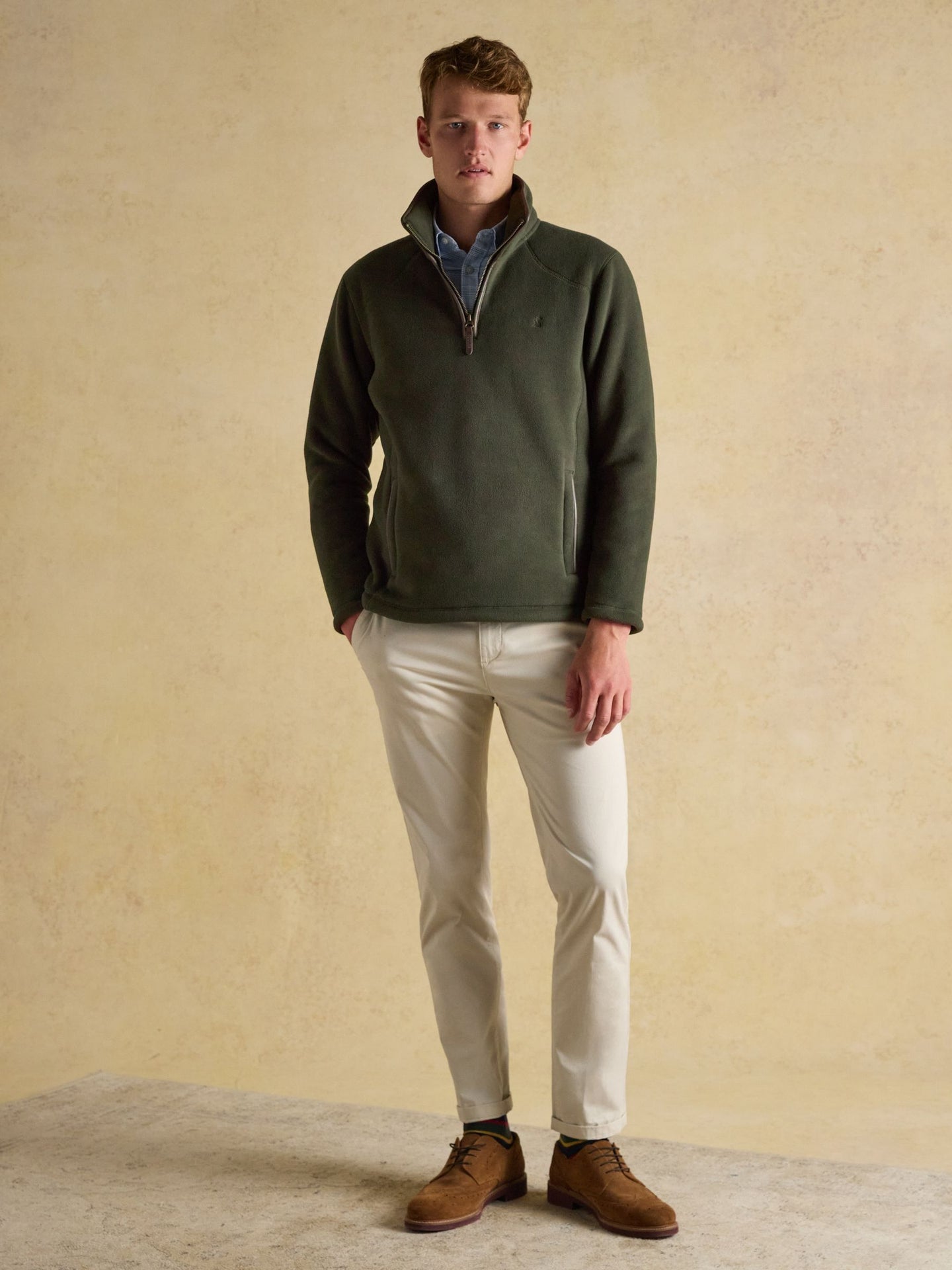 Joules Au7272 HFLEECE QTR ZIP GREEN