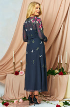 Load image into Gallery viewer, Hope And Ivy 9155 ROSETTE V-NECK LONG SLEEVE DRESS
