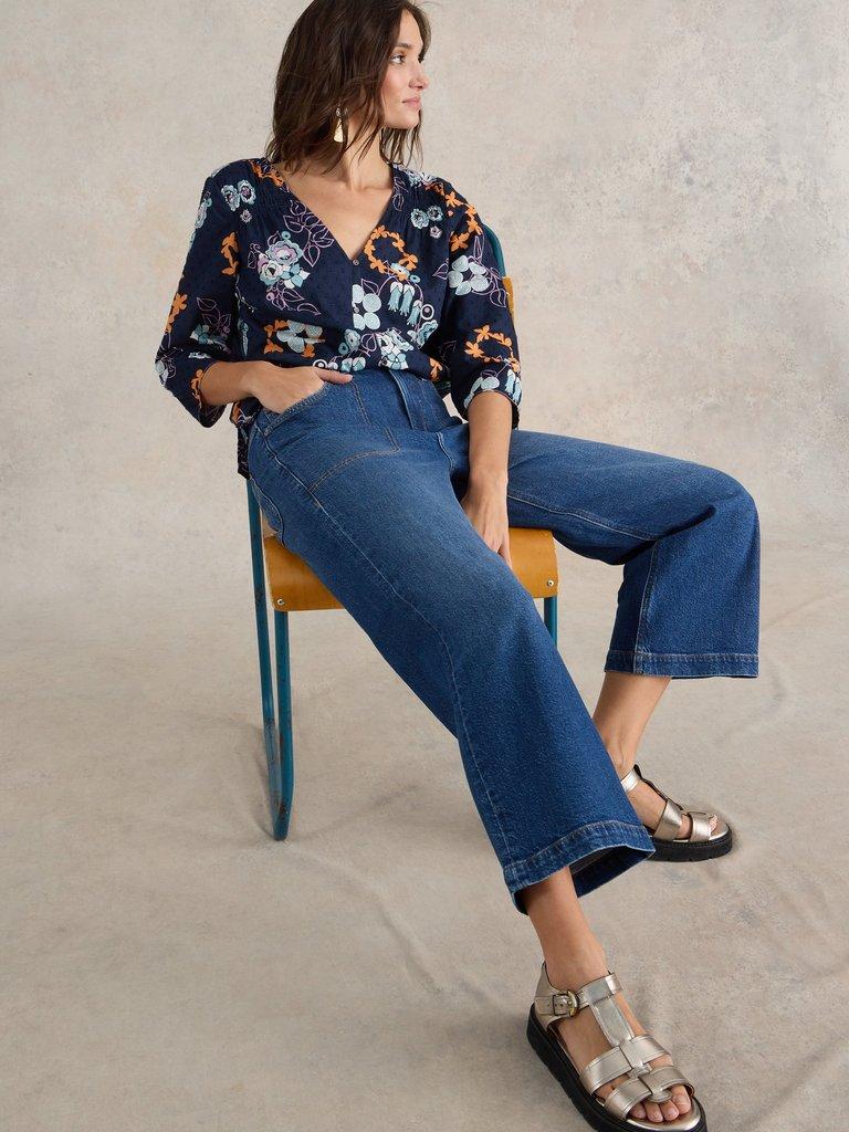 White Stuff 441459 Tia Wide leg crop jean