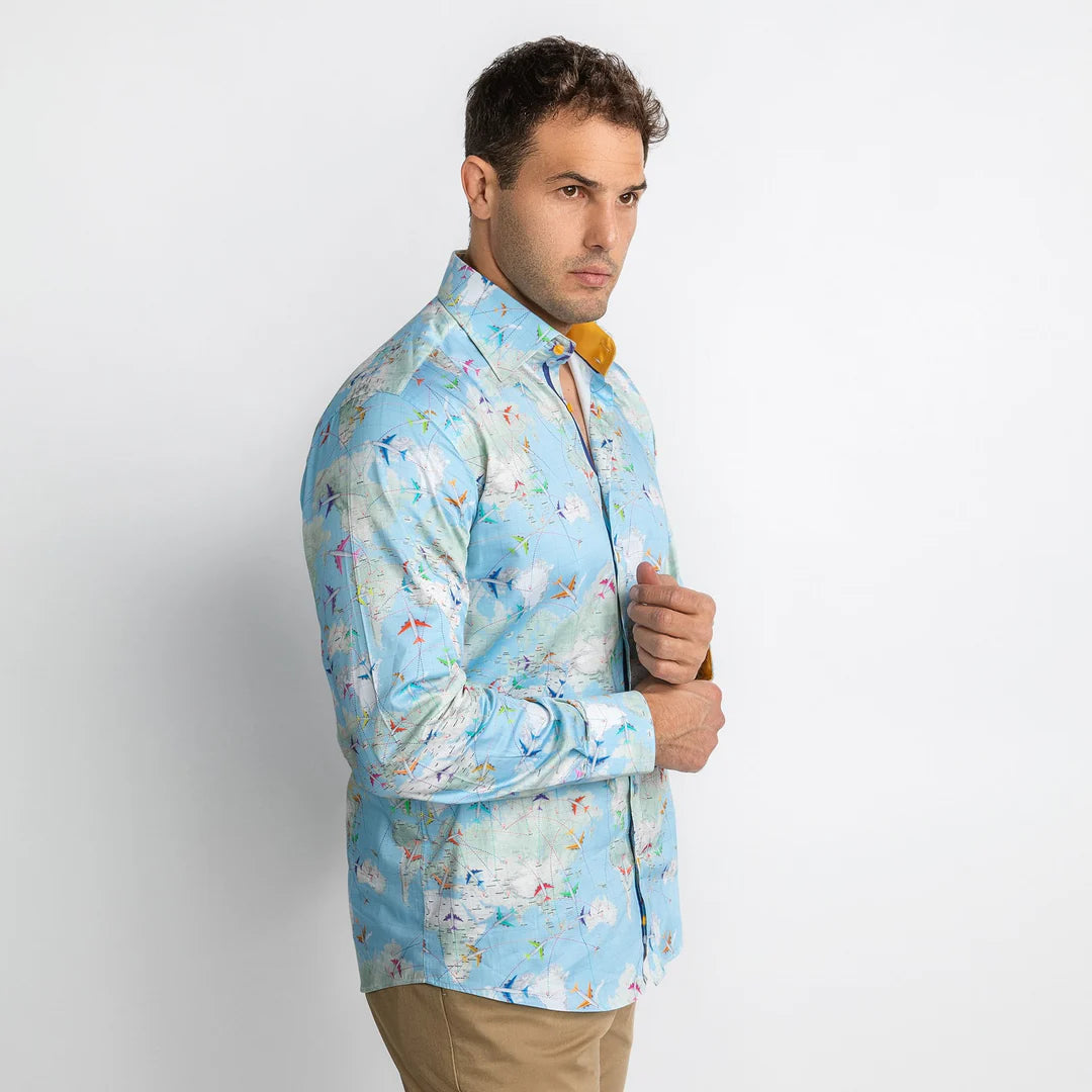 Claudio Lugli Cp6982 FLIGHT MAP SHIRT