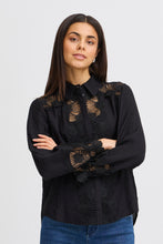 Load image into Gallery viewer, Fransa 20615029 frdentelle black blouse long sleeve top
