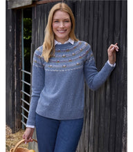 Load image into Gallery viewer, Woolovers N296l Floral Yoke Fairisle

