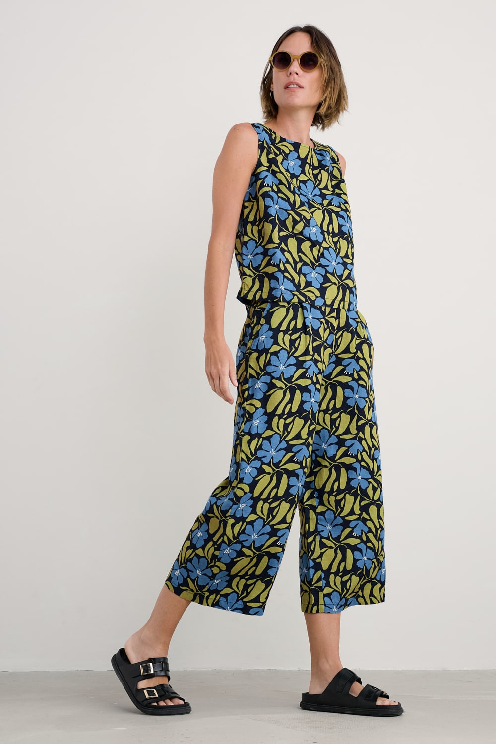 Seasalt B-Wm34946-35385 Peaceful Haven Culottes Leafy Floral Maritime