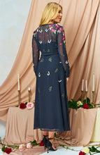 Load image into Gallery viewer, Hope And Ivy 9155 ROSETTE V-NECK LONG SLEEVE DRESS
