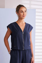 Load image into Gallery viewer, Naya Npa26284 Short zip v neck top
