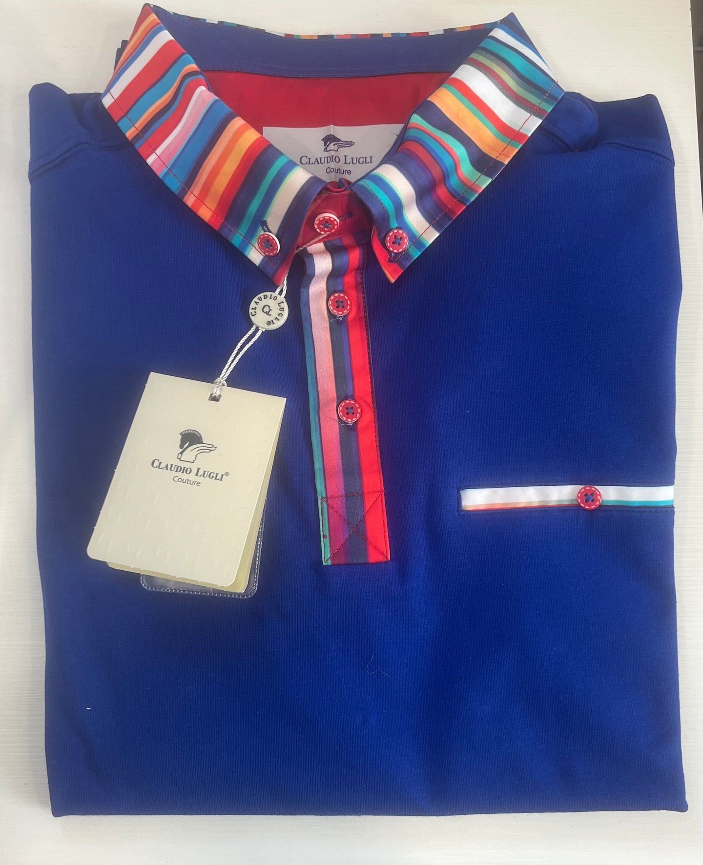 Claudio Lugli Cl7096 POLO WITH STRIPE TRIM