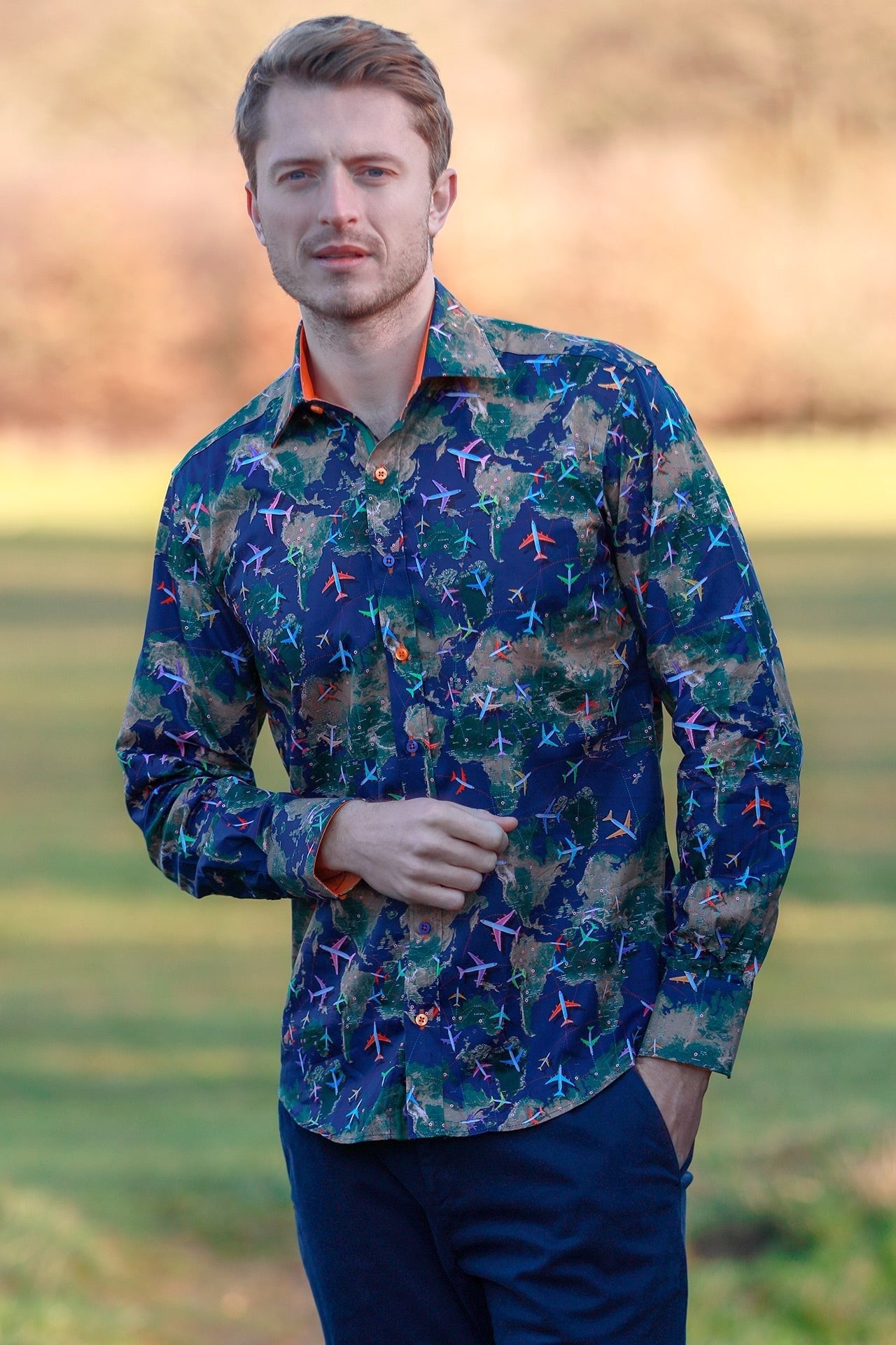 Claudio Lugli Cp6982 FLIGHT MAP SHIRT