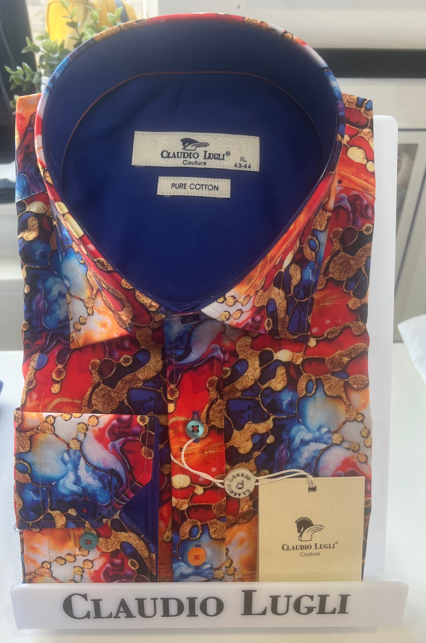 Claudio Lugli Cp6981 GOLD CHAIN PRINT SHIRT