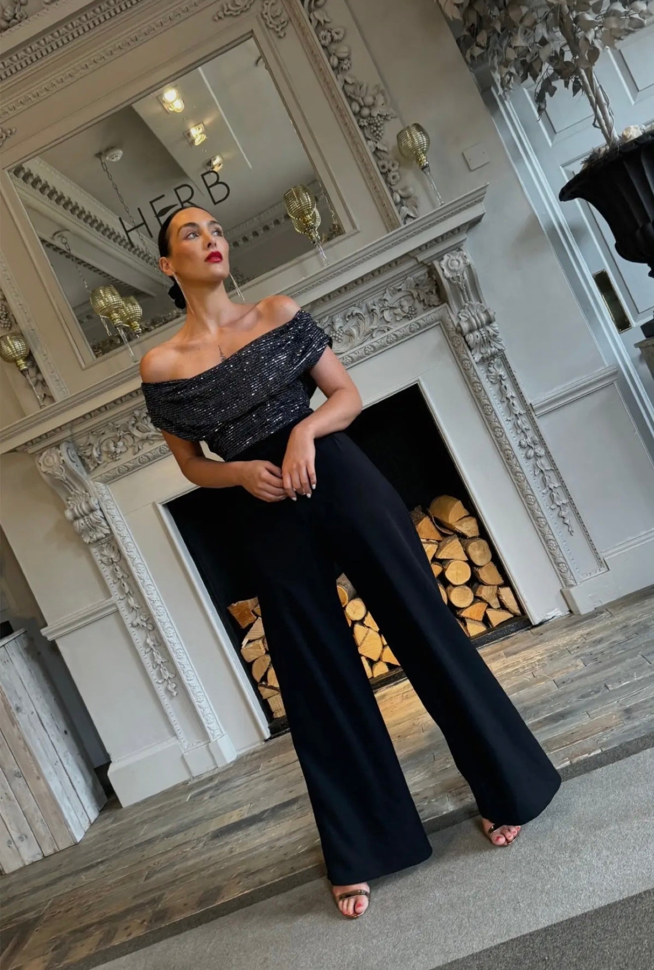 Atom 26072024 Carbon Jumpsuit in Gunmetal Sequin & Black