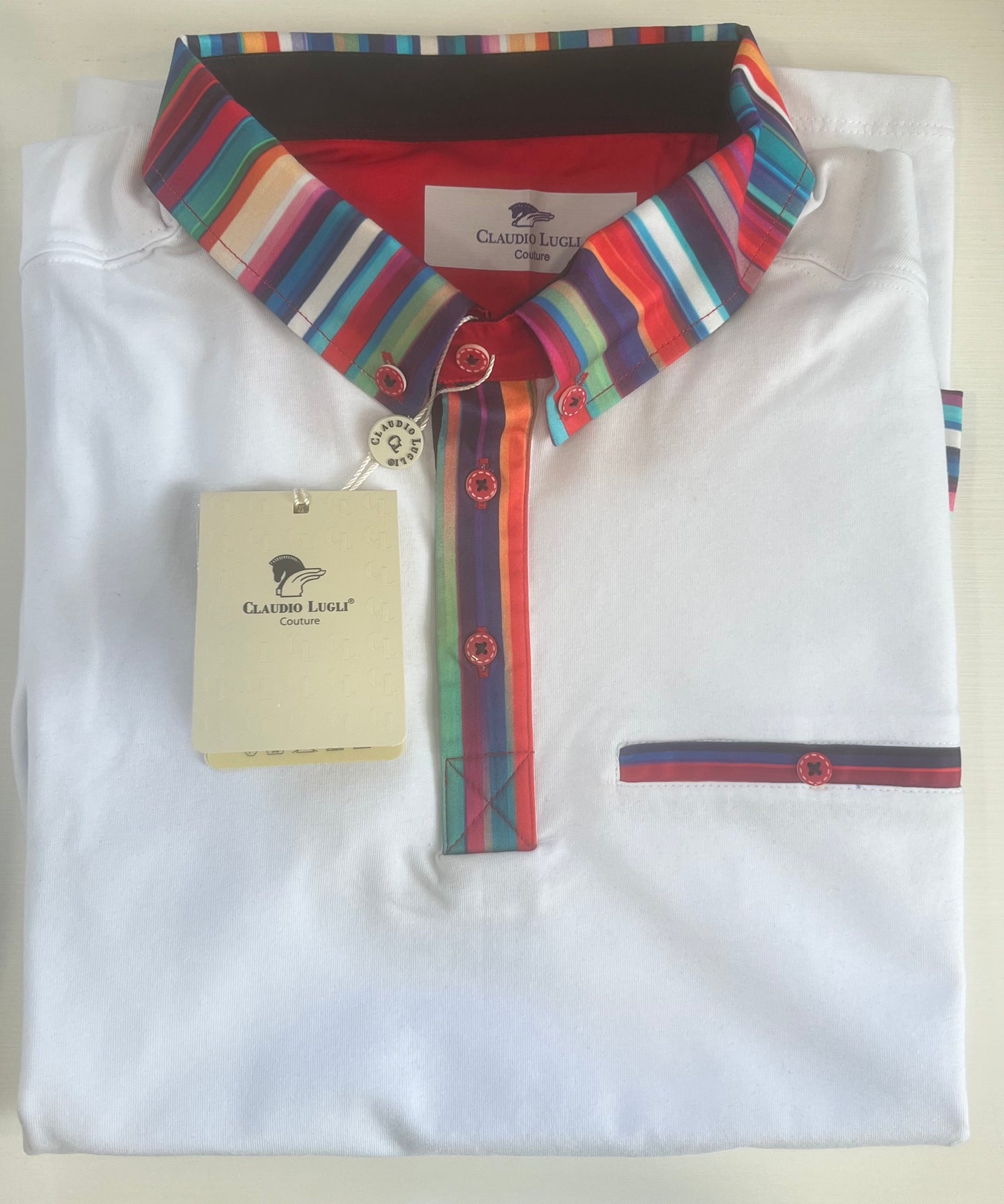 Claudio Lugli Cl7096 POLO WITH STRIPE TRIM