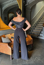 Load image into Gallery viewer, Atom 26072024 Carbon Jumpsuit in Gunmetal Sequin &amp; Black
