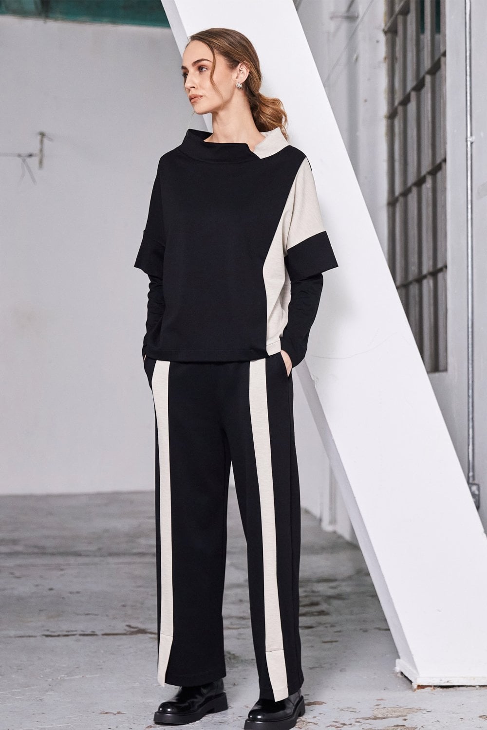 Naya Naw25264 WIDE LEG TROUSER WITH CONTRAST PANEL