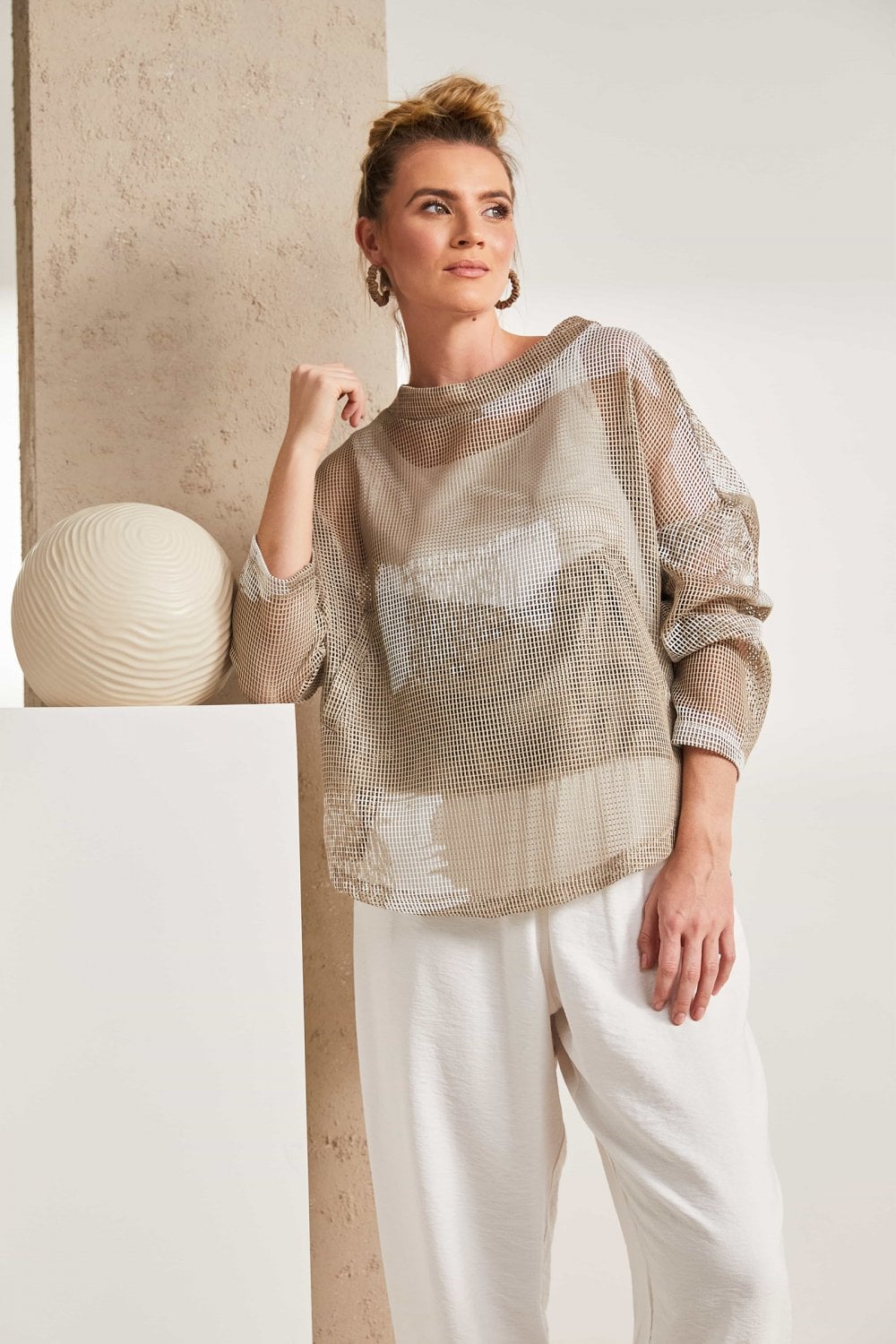 Naya Nas25186 FADED BLOCK MESH TOP