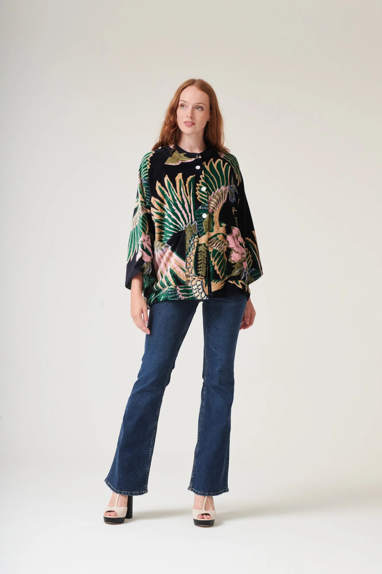 One Hundred Stars Vjkcraeml VELVET JACKET CRANE EMERALD