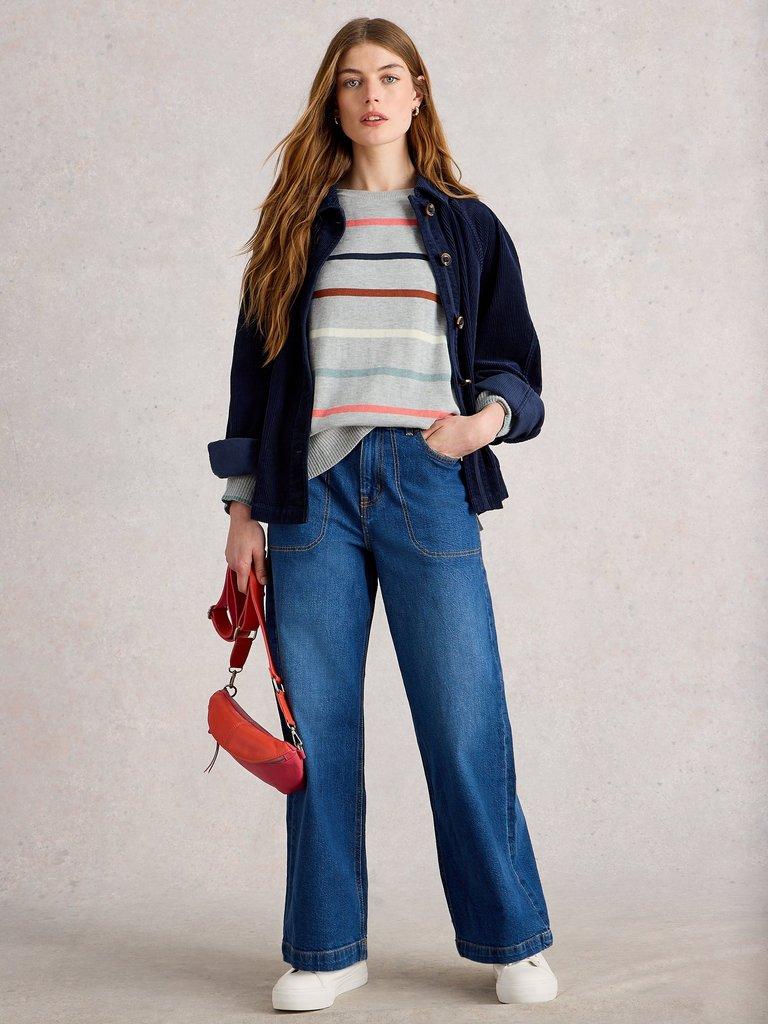White Stuff 444048 OLIVE STRIPE JUMPER