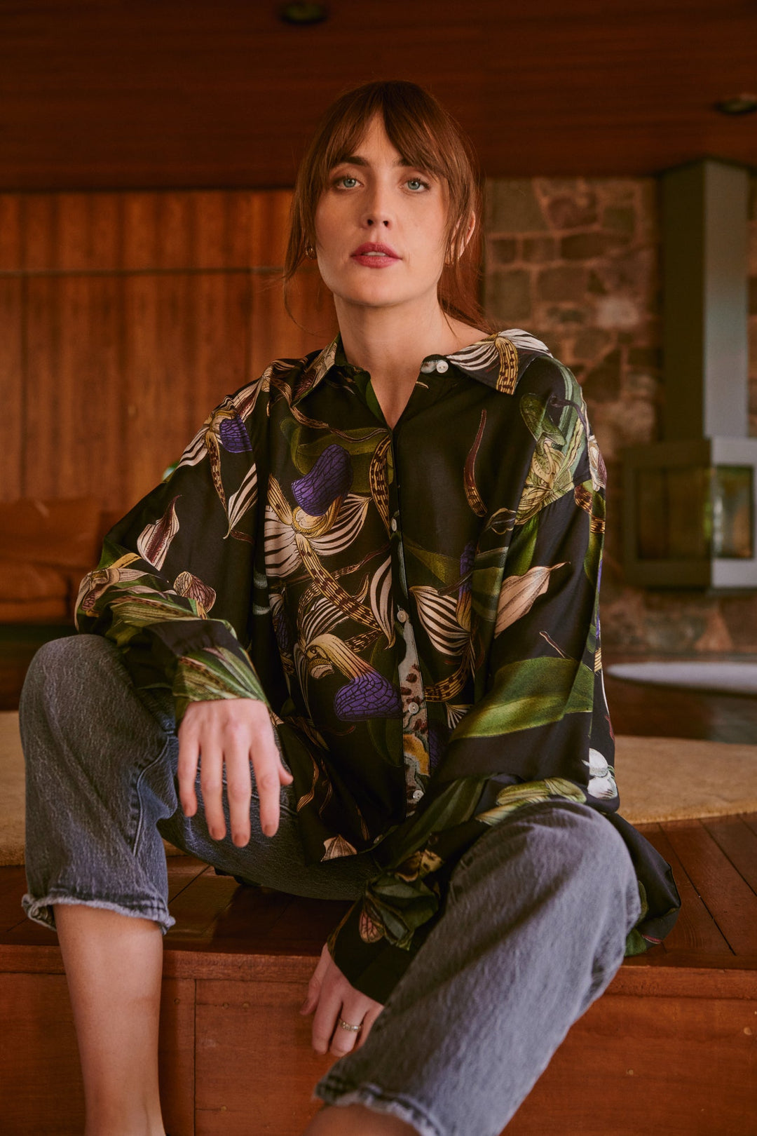 One Hundred Stars Ovsorcblk ORCHID BLACK OVERSIZED SHIRT