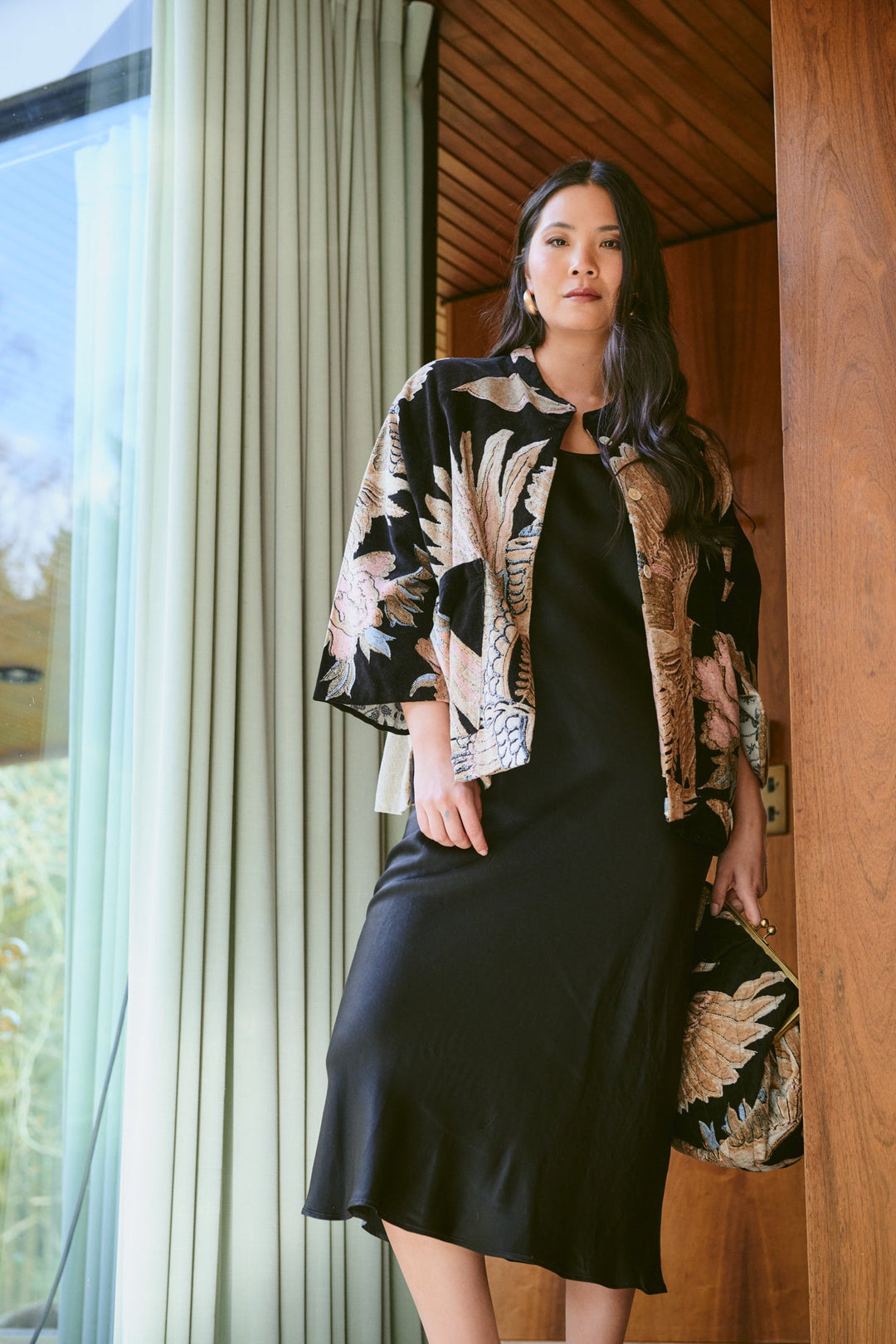 One Hundred Stars Vjkcrablk CRANE BLACK VELVET JACKET
