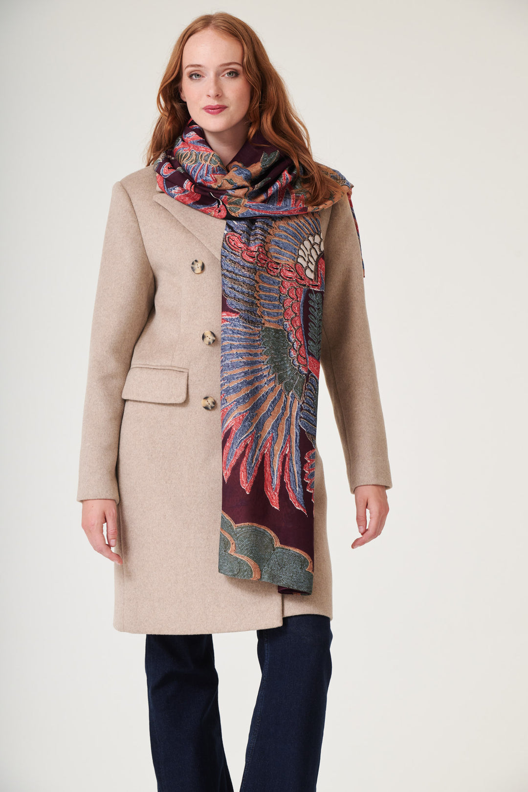 One Hundred Stars Scacraplu CRANE PLUM SCARF