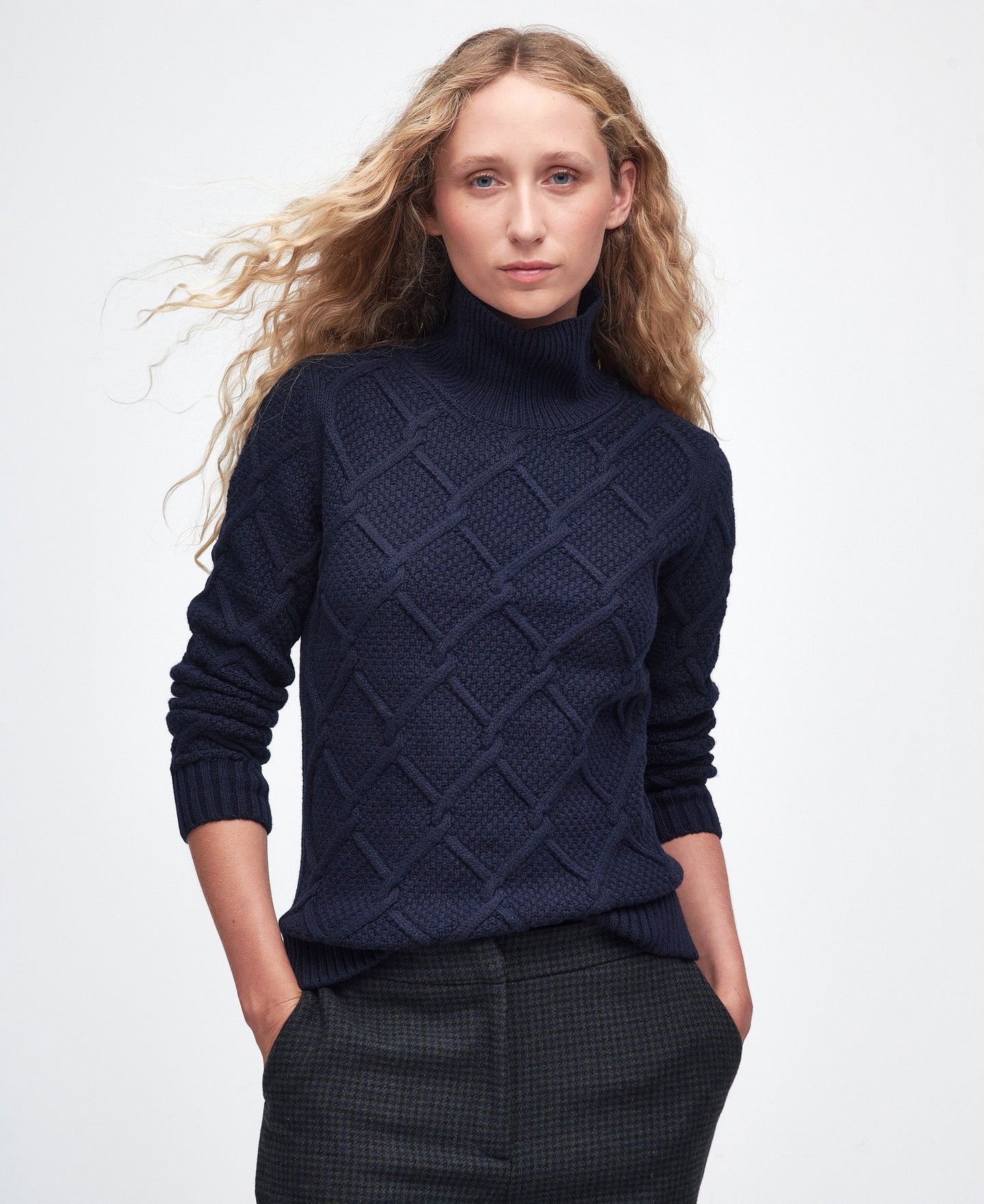 Barbour Lkn1170ny73 Barbour Burne Roll Kni Navy