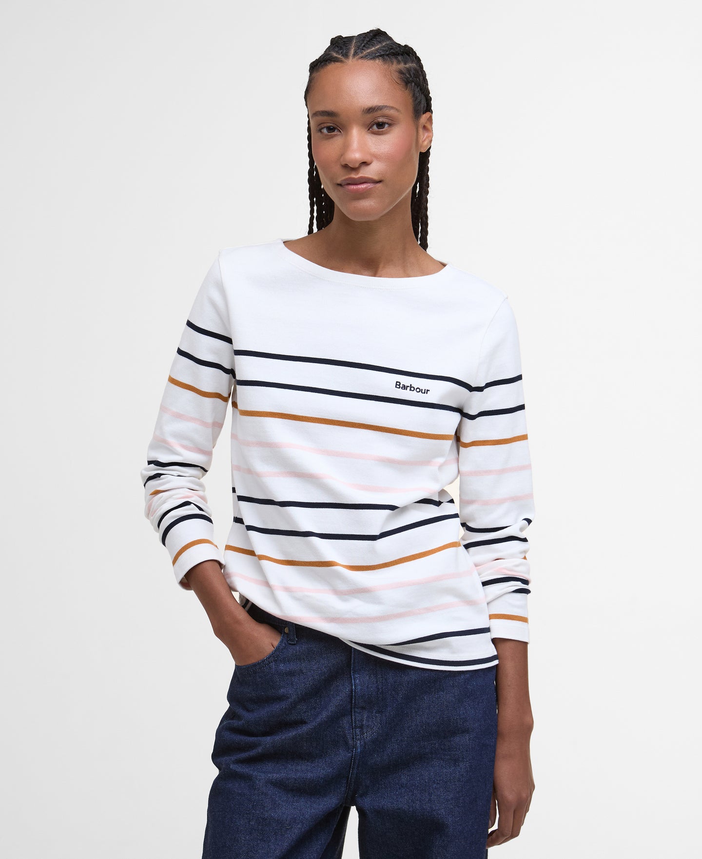 Barbour Lml0894wh73 Barbour Hawkins Top Cloud Stri