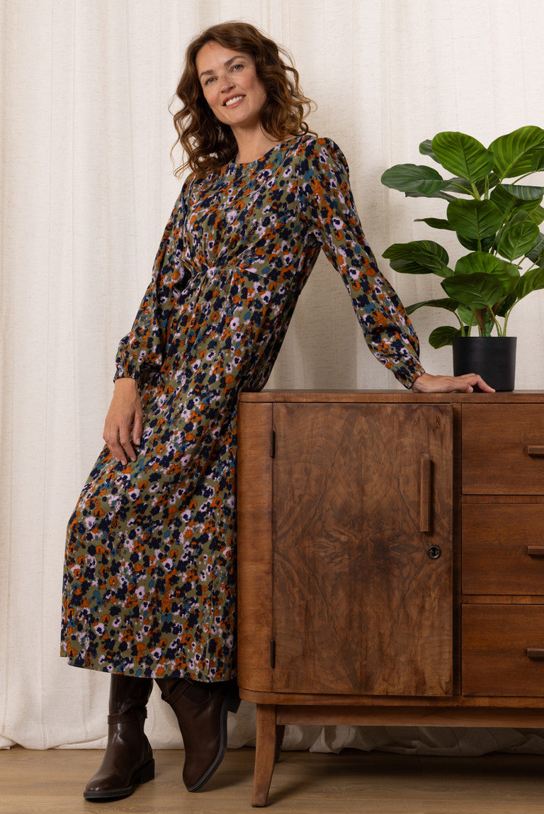 Lily & Me Lm24514ol CELIA DRESS FLORAL IKAT