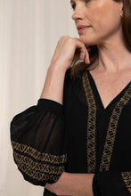 Load image into Gallery viewer, Lily &amp; Me Lm24627bk SUZANNE EMBROIDERED TOP
