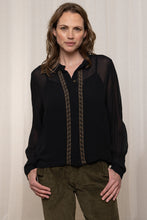 Load image into Gallery viewer, Lily &amp; Me Lm24628bk SUZANNE EMBROIDERED SHIRT
