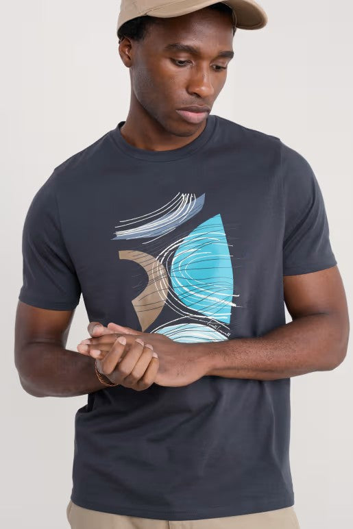Seasalt B-Mn32997-34951 Men's Midwatch T-Shirt Land Shapes Inkwell