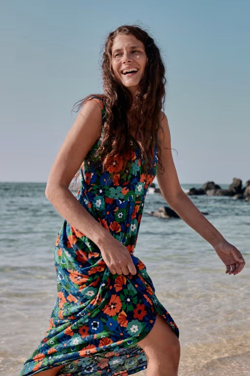 Seasalt B-Wm15483-35436 Polmanter Dress Screenprint Floral Maritime