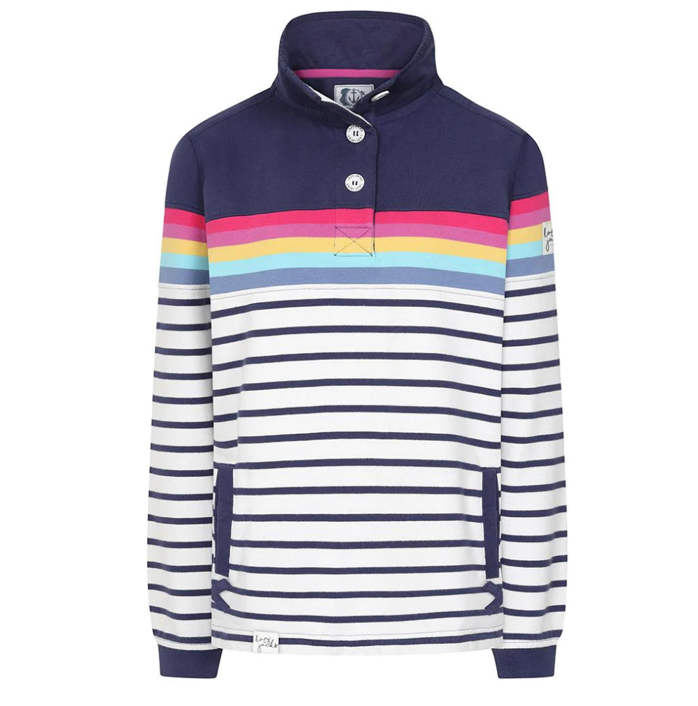 Striped Button Neck Sweatshirt