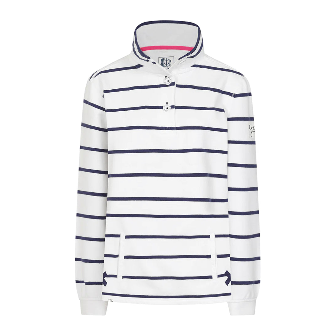 Striped Button Neck Sweatshirt