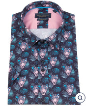 Load image into Gallery viewer, SHORT SLEEVE LEOPARD FACE PRINT SHIRT
