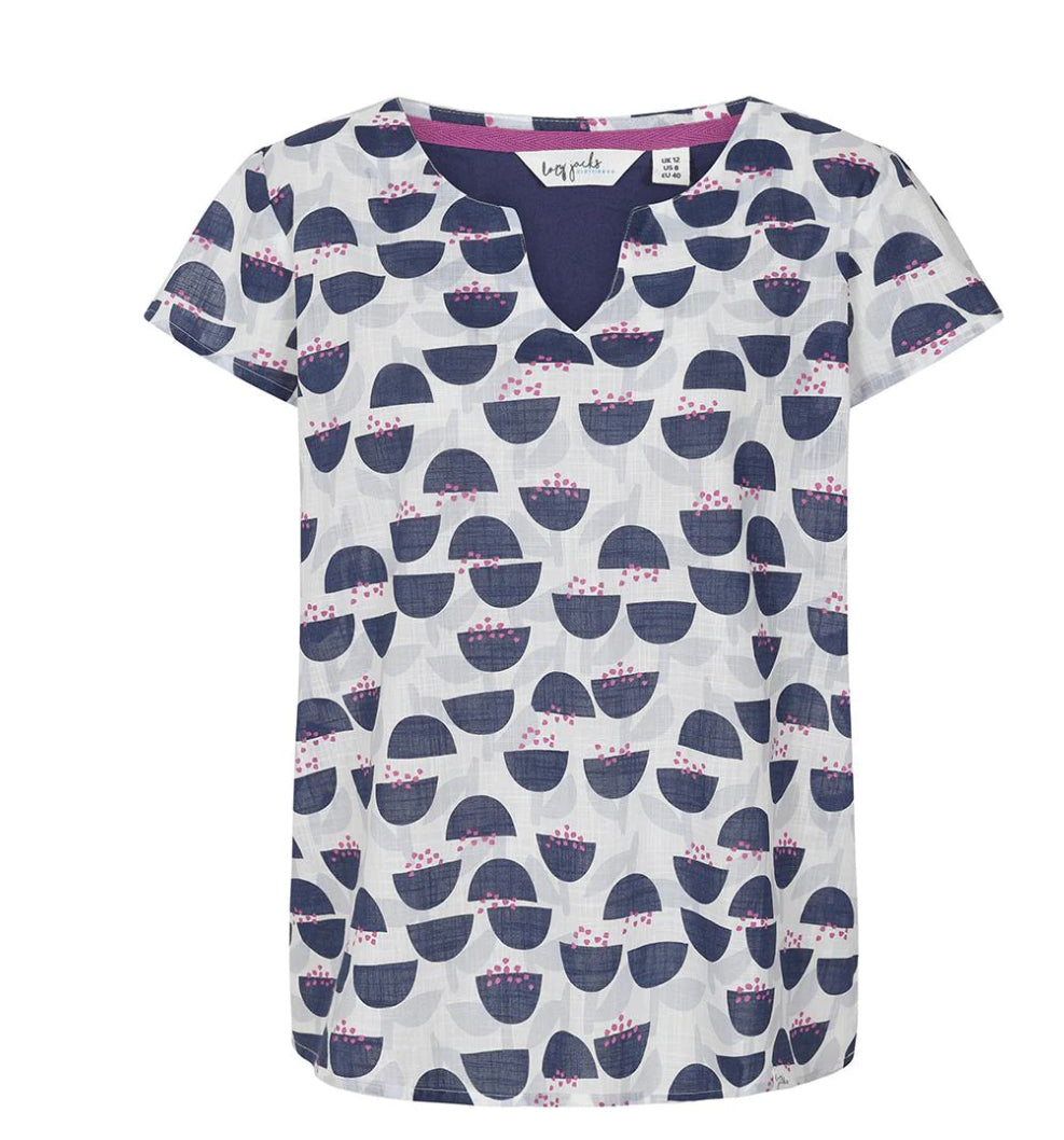 Printed V-Neck Cotton Top