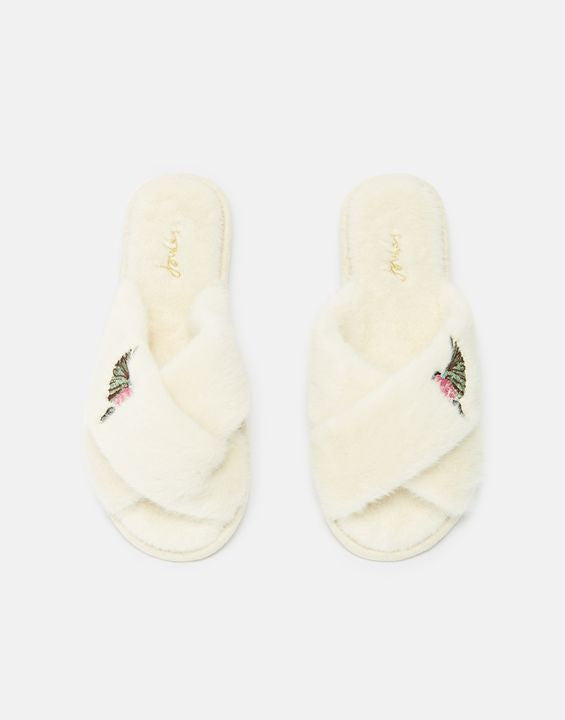 Honey Faux Fur Embroidered Sliders