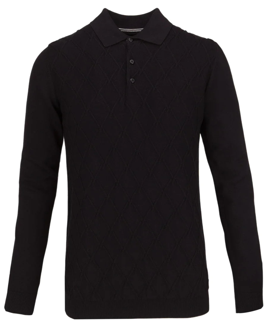 CROSS CABLE KNIT POLO TOP