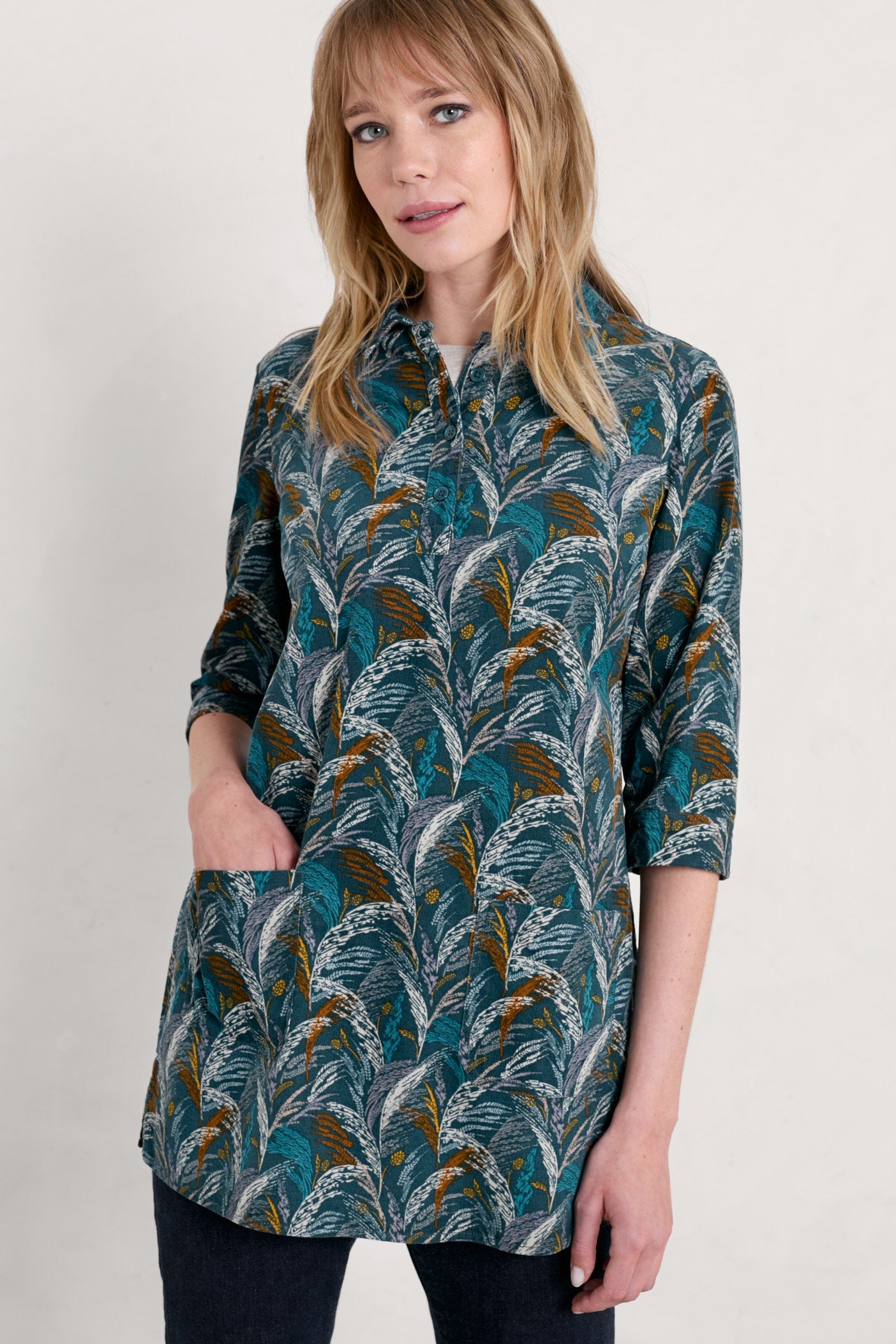 Seasalt B-Wm27870-26365 Sky Sketch Tunic Coastal Grass Dark Wreckage