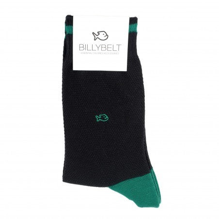 Pique knit socks Black and Green