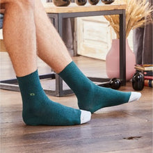 Load image into Gallery viewer, Pique knit socks Green and Grey
