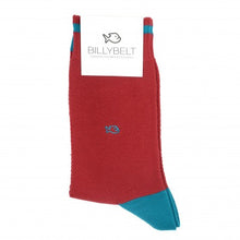 Load image into Gallery viewer, Pique knit socks Red and Petrol Blue
